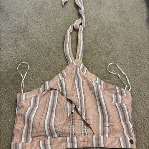 Roxy Pink and Blue Striped Crop Top